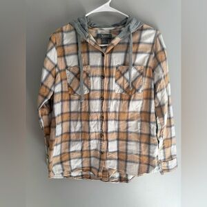 Natural Reflections Button Up Hooded Flannel Shirt Jacket Women’s SZ M Fall